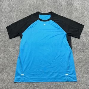 Fabletics O2 Tee Mens L Blue Black Raglan Performance Shirt